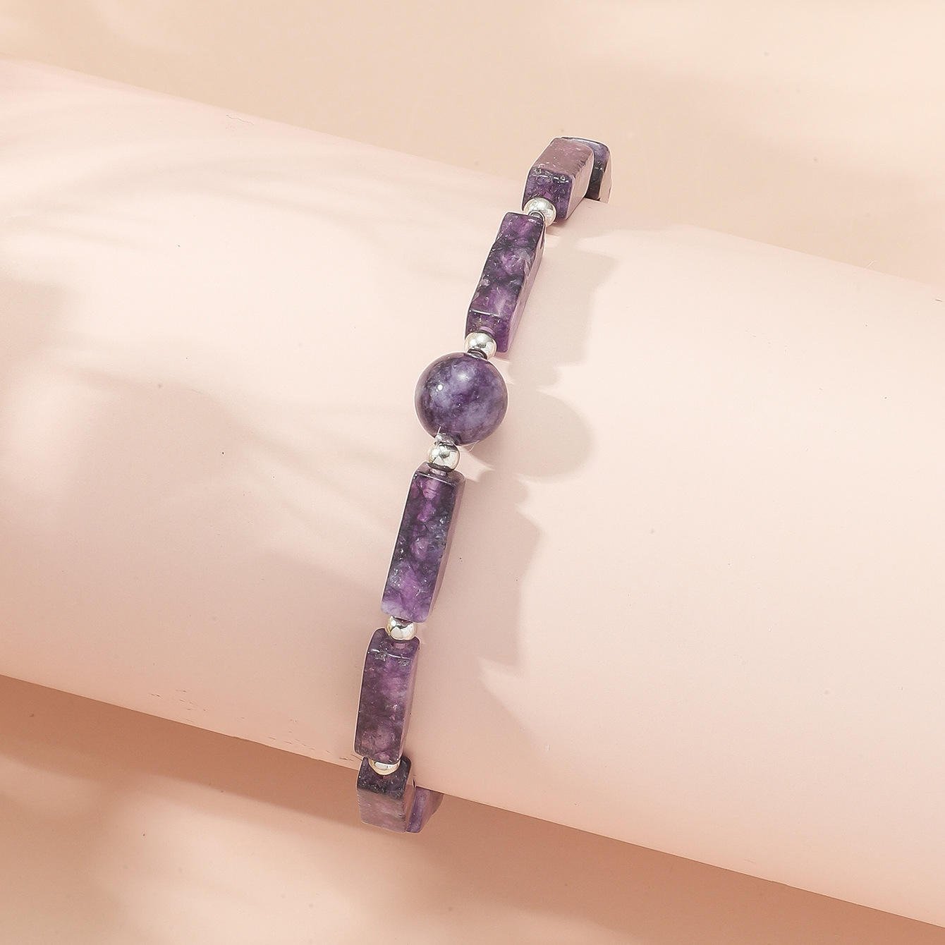 Amazon cross-border new natural amethyst square bead bracelet women's simple fashion charm bracelet foreign trade Wholesale