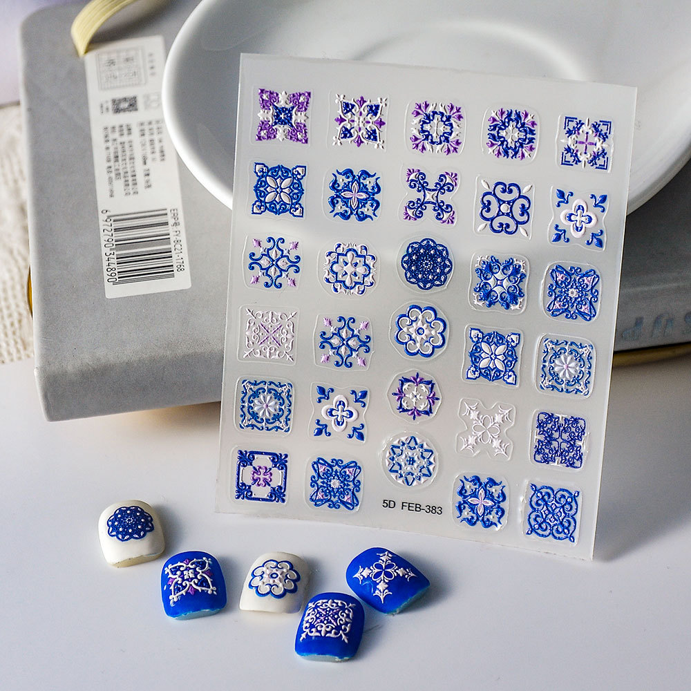 Net red nail stickers Bohemian style Moroccan National style 5D relief nail stickers manufacturers wholesale