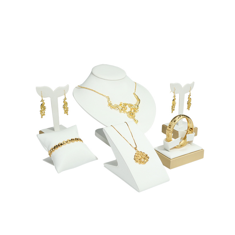 Jewelry display rack gold and white jewelry display props necklace ring jewelry rack display counter jewelry tray spot