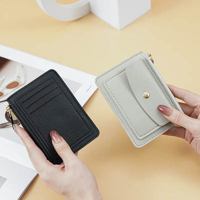 2023 New Women's Multifunctional Card Bag Short Fashionable Simple Coin Bag Zipper Buckle Card Bag Coin Clip