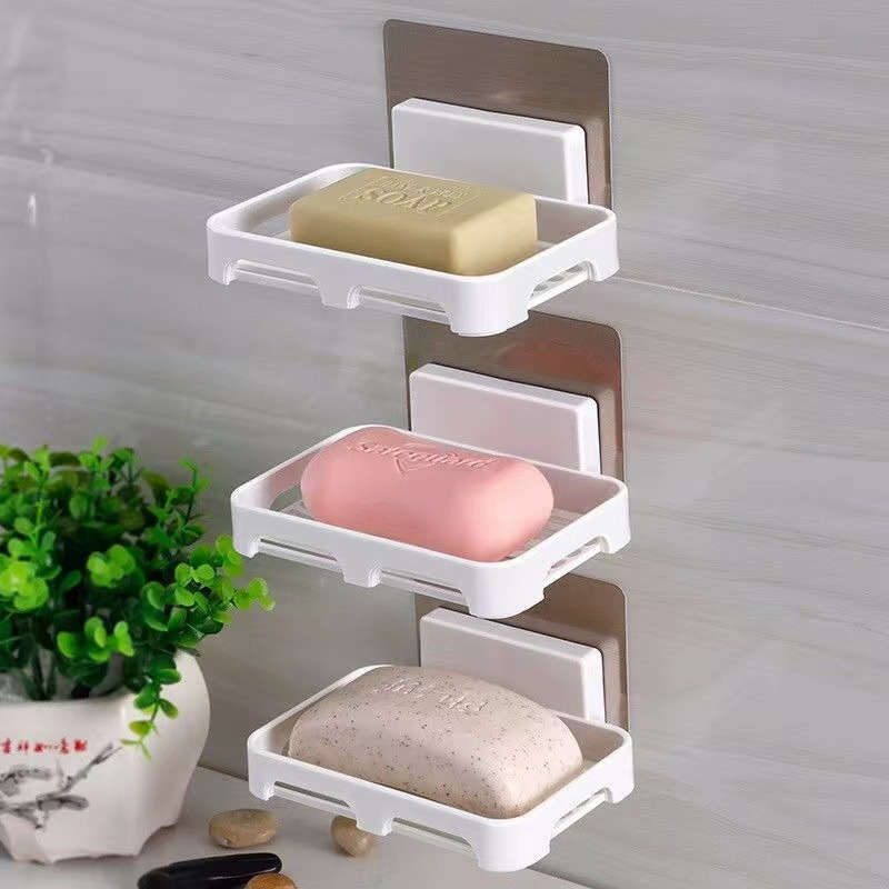 Soap box drain non-perforated soap box seamless paste wall-mounted soap rack bathroom rack factory wholesale
