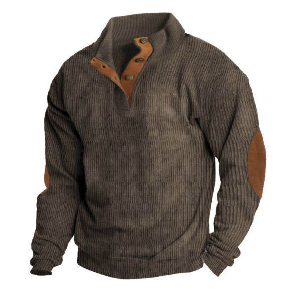 Autumn and Winter new cross-border hot selling men's outdoor jacket Amazon corduroy casual stand collar long-sleeved sweater in stock