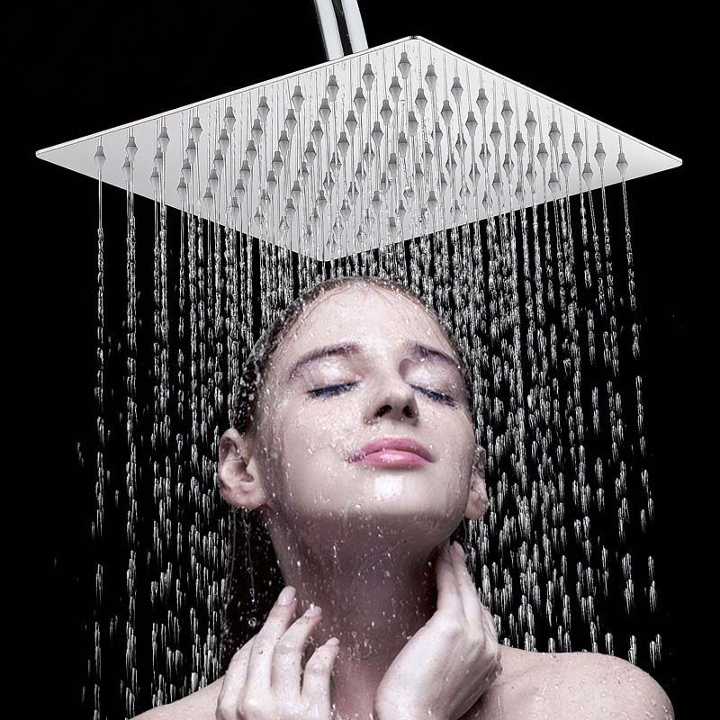 Thin 201 top spray 304 stainless steel nozzle square shower head 6 inch 8 inch metal top spray round pressurized shower head