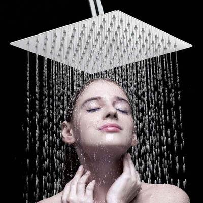 Thin 201 top spray 304 stainless steel nozzle square shower head 6 inch 8 inch metal top spray round pressurized shower head