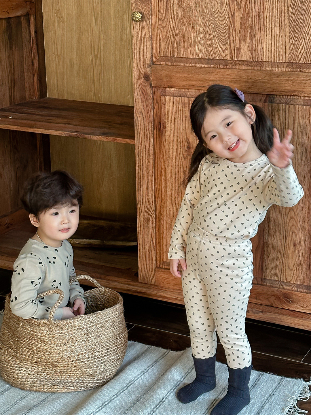 23 children's boneless class A pure cotton pajamas suit children's autumn clothes long pants boys and girls home wear autumn and winter New