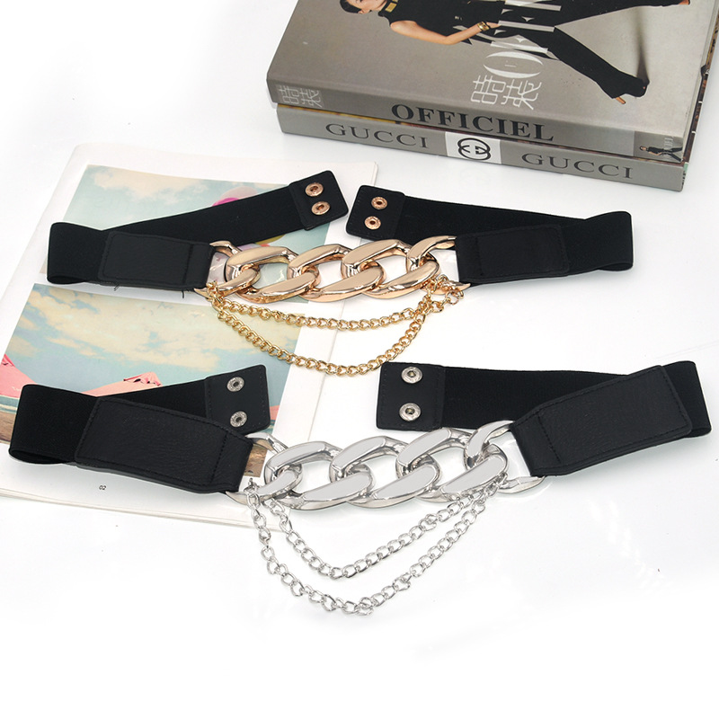 Elastic belt decorative elastic chain waist seal fashion match dress suit coat tight waist in stock tide