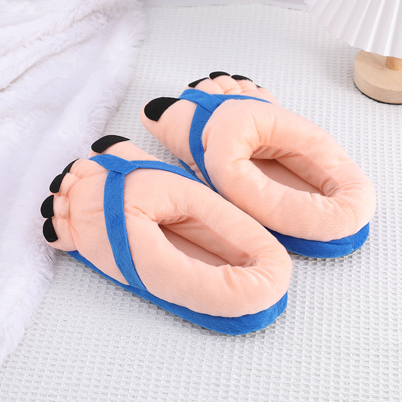 Spot creative cute funny big feet cotton slippers women's autumn and winter lovers men's spoof indoor warm personality_voghion.com