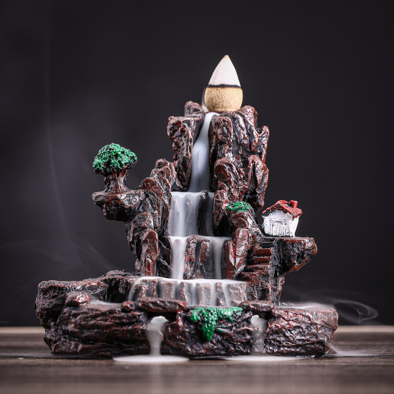 A variety of creative home backflow incense burner high mountain flowing water cloud incense burner Aroma Burner ornaments resin incense burner incense products