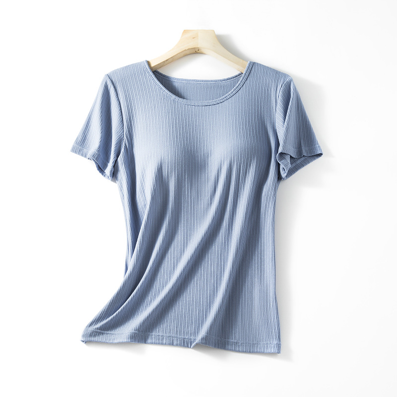 New Women's Summer Modal Loose Version with Chest Pad Cup One-piece Short-sleeved T-shirt Pajamas Home Wear Outfit