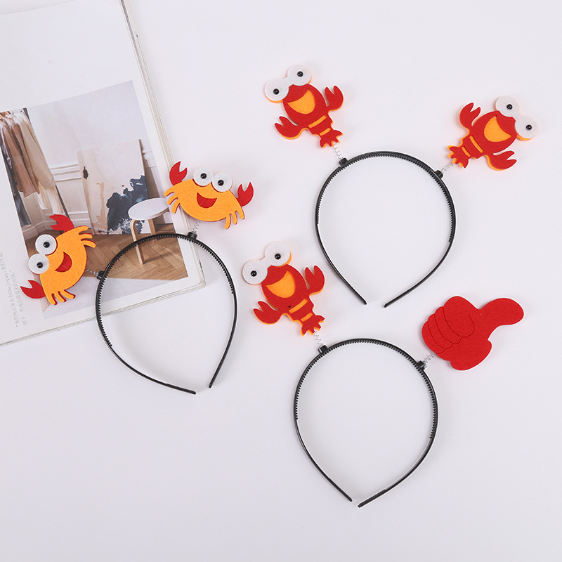 Cartoon Big Crab Headband Cute Children's New Year's Day Performance Hair Clamp Crayfish Headband Travel Photo Headwear Hair Accessories