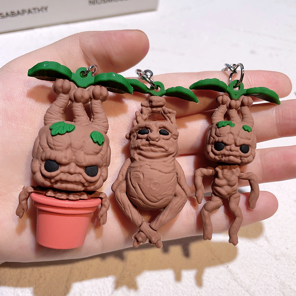 Cross-border new Mandela keychain Mandrake decoration pvc key chain Halloween car schoolbag pendant