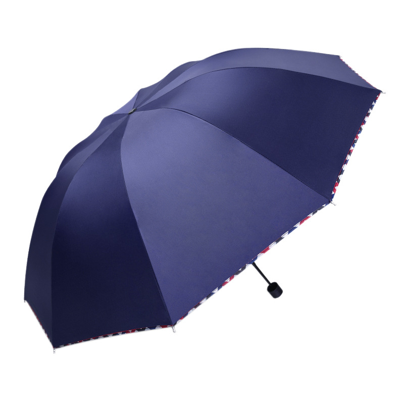 Large Folding Advertising Umbrella Large Wholesale Large Black Rubber Sunscreen Sun Umbrella UV Protection Three-fold Sunny Umbrella