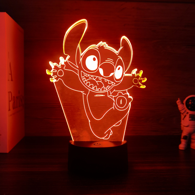 Cross-border hot star baby stitch 3d night light creative led colorful touch cartoon stall gift