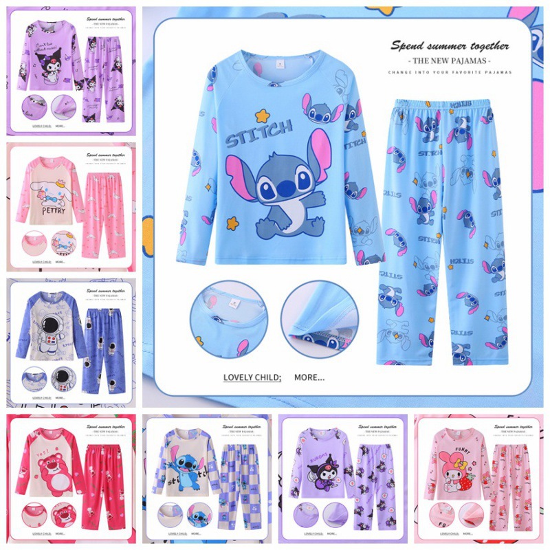 Amazon children's pajamas Spring and Autumn long-sleeved girl suit cartoon cute girl baby homewear can be worn outside