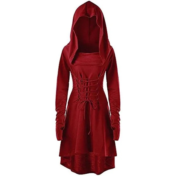 Ebay Amazon European and American Foreign Trade Explosions Women's Solid Color Holiday Performance Dress Long Sleeve Hooded Strap Dress
