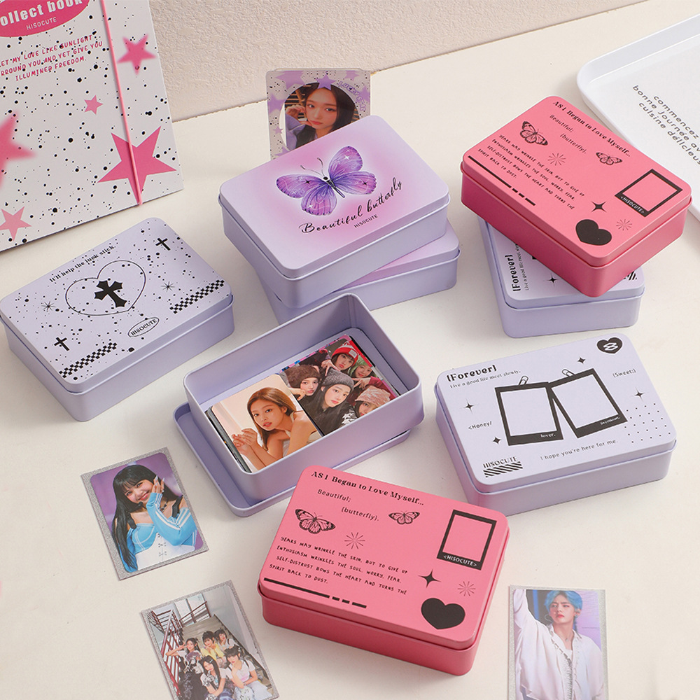 韩系网红同款收纳盒少女DIY手账素材贴纸储物盒小卡收纳马口铁盒