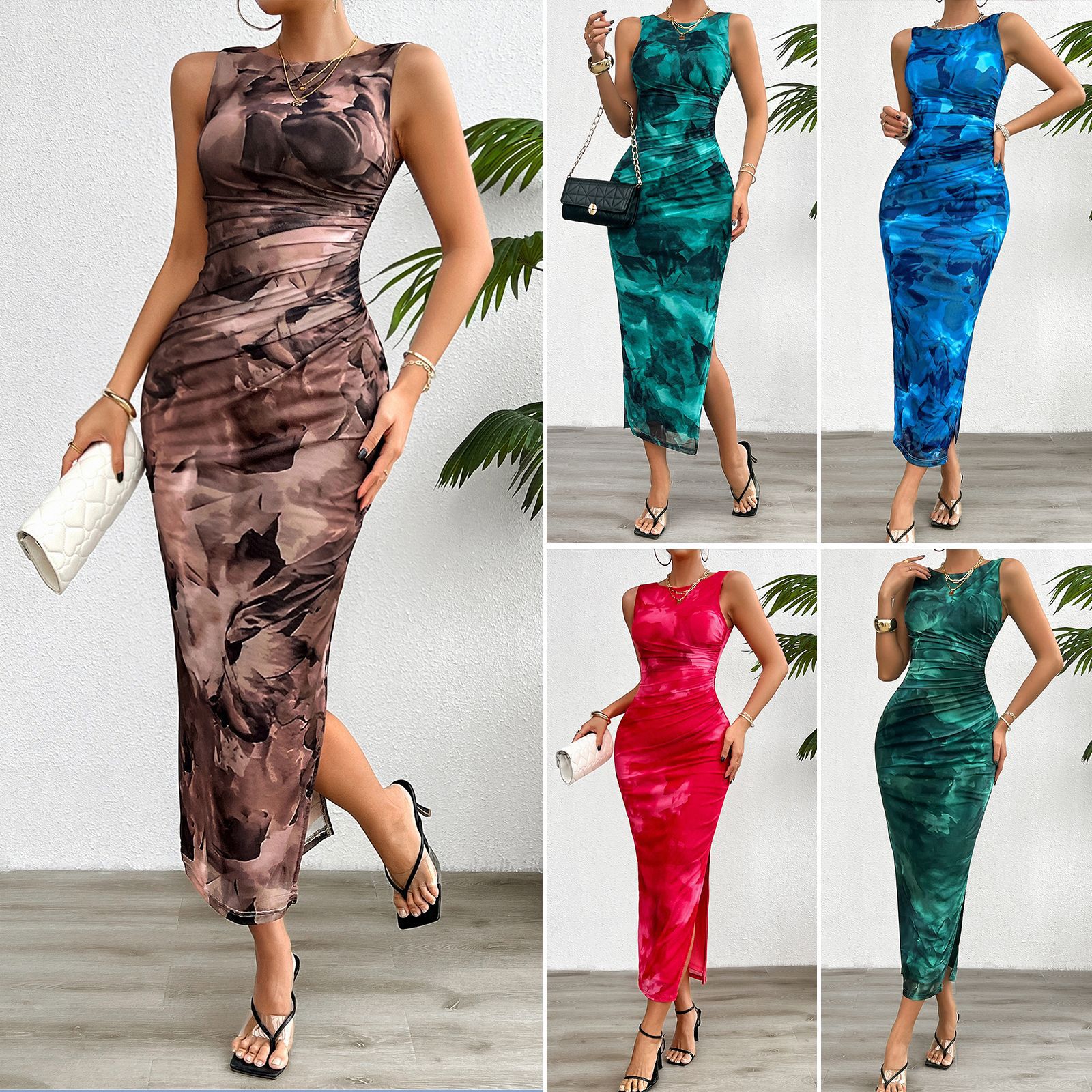 Foreign trade women's cross-border Temu independent station Shein Amazon 2024 spring and summer temperament slim sleeveless dress
