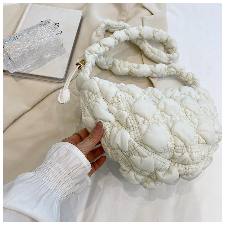 Borsa da donna Niche Bubble Borsa monospalla sottobraccio Borsa coreana in cotone Borsa a tracolla casual Borsa a nuvola plissettata_voghion.com