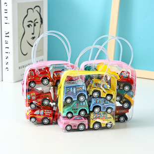 Children's inertia pull-back car suit 1 bag 6 pack engineering car fire truck baby pull-back car cross-border toys wholesale