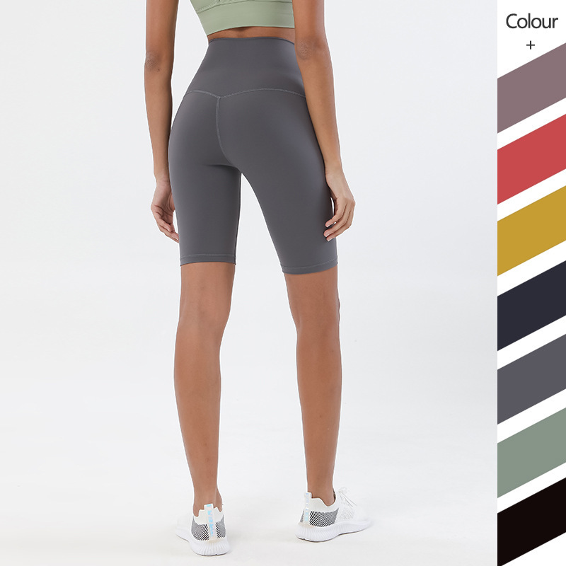 Double Sanding Yoga Pants Summer Cycling Pants Fitness Pants High Waist Peach Half Tight Yoga Shorts Leggings