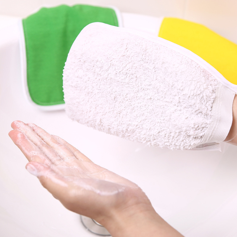 Simple Color Bath Towel Scrub Double-sided Bath Gloves Bathroom Washing and Protecting Decontamination Back Exfoliating Bath Gloves