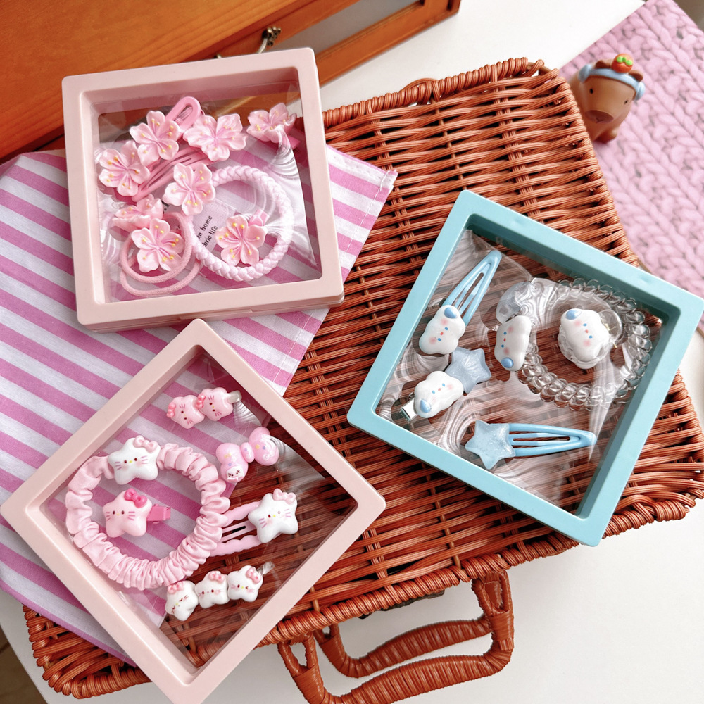 Édes rózsaszín cseresznyevirág sorozatú hajkiegészítők szuper tündérvirágos csat pónifarok hajkötél frufru hajcsat tavasz és nyár_voghion.com