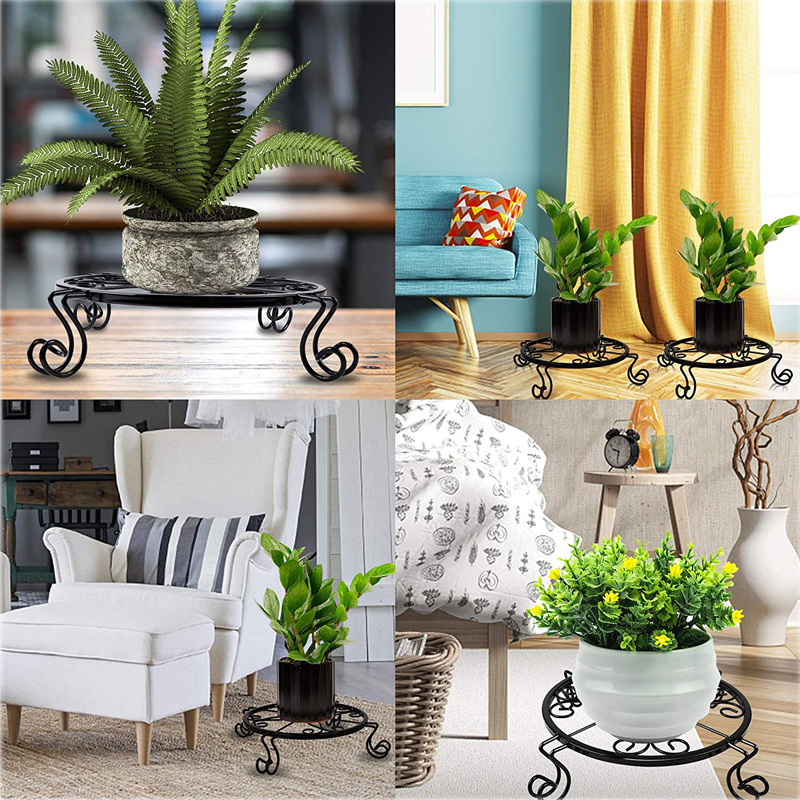Wrought Iron Flower Stand Small Black Amazon Plant Storage Rack Gardening Products Indoor Flower Pot Storage Rack