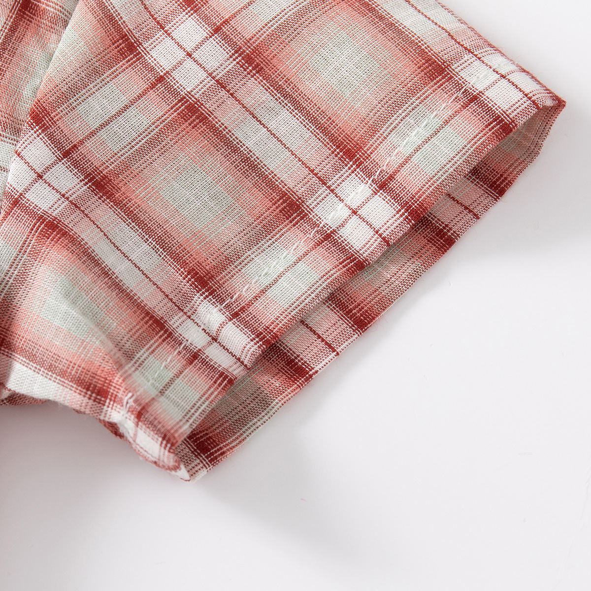 Summer Outdoor Travel Casual Shirt Boy's Lapel Plaid Shirt Cotton Comfortable Children's Short Sleeve Shirt
