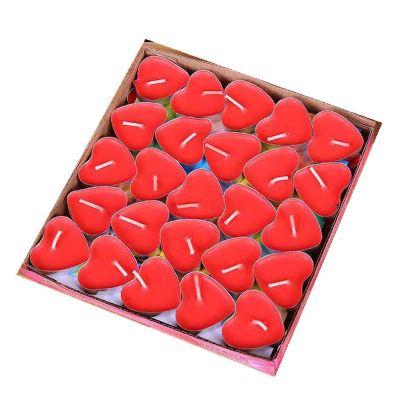Heart-shaped candles wholesale Valentine's Day proposal romantic confession smokeless display small candle hotel 50 heart-shaped candles