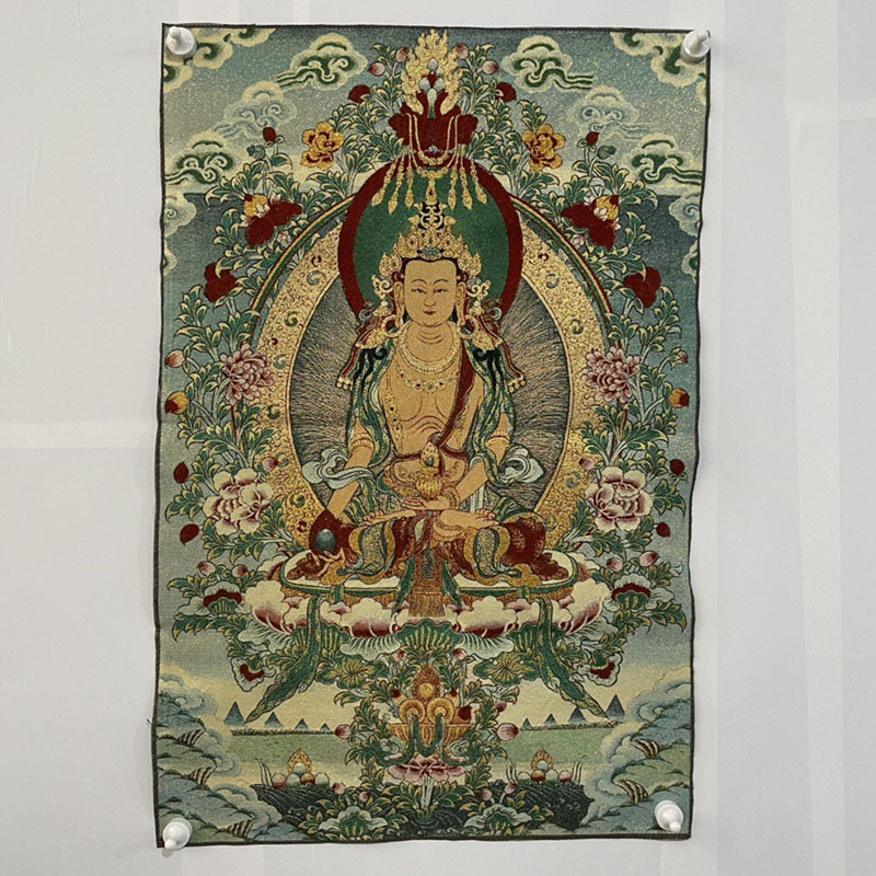 A generation of embroidery Thangka painting core antique nostalgic figure portrait embroidery Thangka porch living room decoration hanging