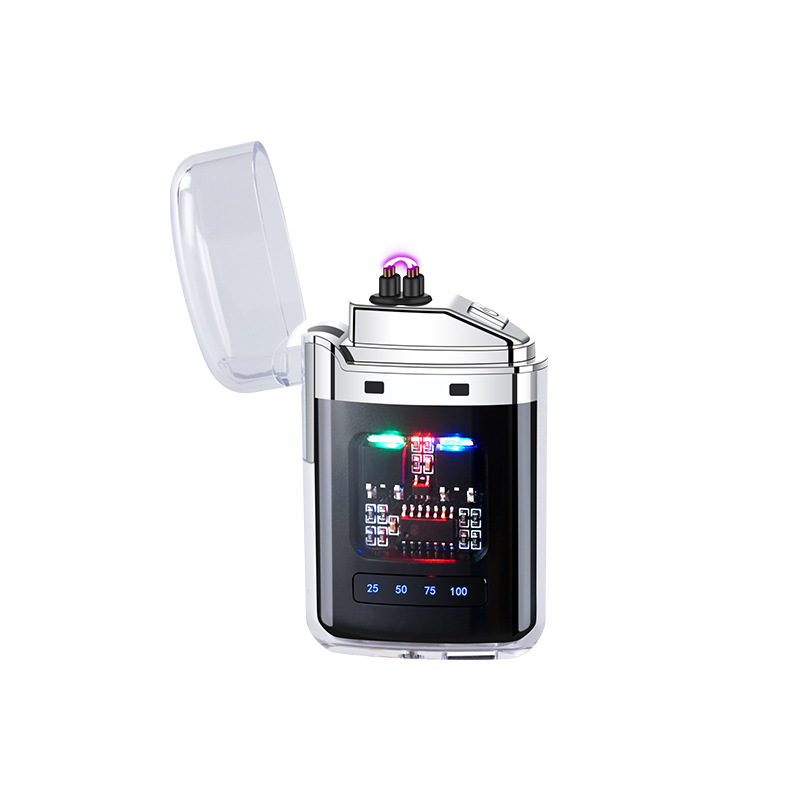Transparent shell new transparent shell electronic pulse power display lighter cross-border tremolo fast hand lighter supply