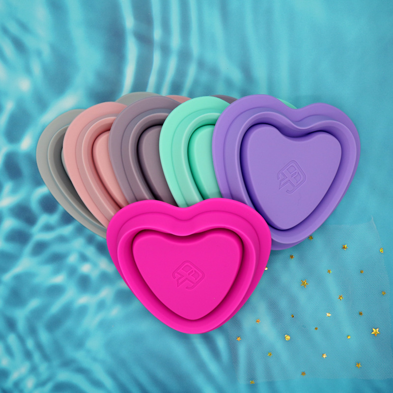 Silicone Washing Bowl Folding Bowl Makeup Brush Cleaning Pad Heart-shaped Washing Bowl Washing Pad Makeup Brush Cleaning Bowl