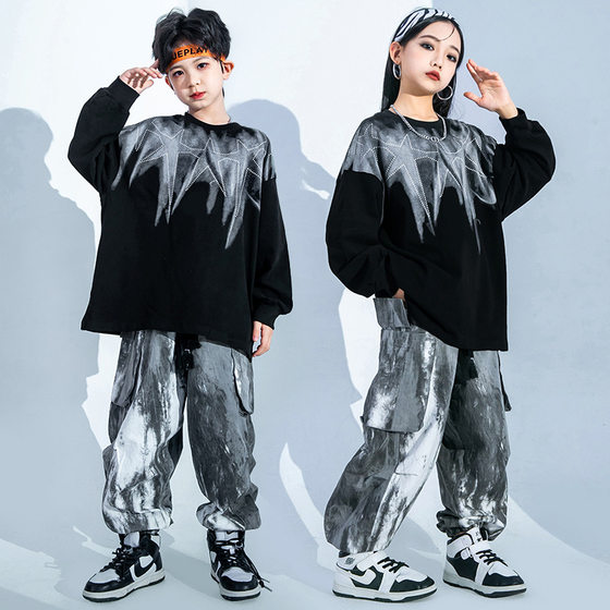 Hip hop children's fashion clothes boys' hip hop dance practice clothes suit girls' cool handsome performance clothes children's performance clothes