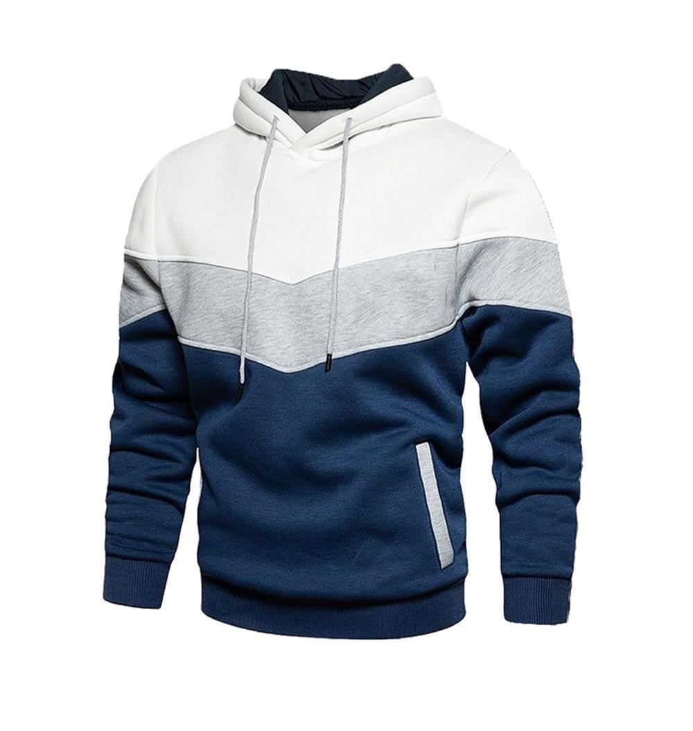 2023 cross-border new fleece sweater stitching hoodie autumn and winter casual sports sweater casual coat trend