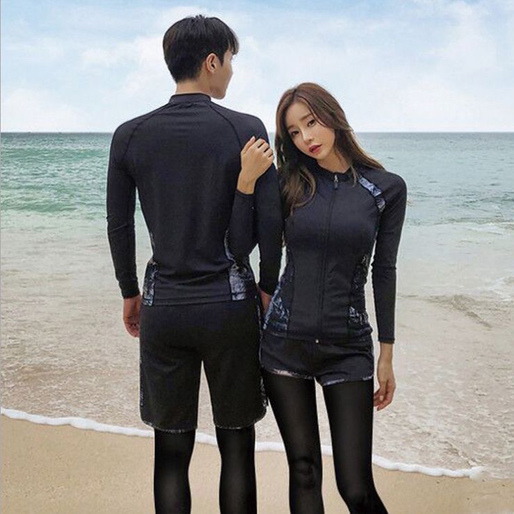 Korean couple's wetsuit, snorkeling mother's suit, split long-sleeved swimsuit, parent-child wear, conservative surfing foreign trade swimsuit