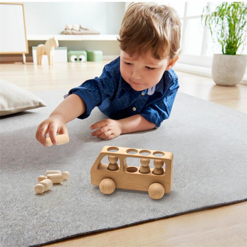 木製の無漆のケヤキの小人の車の幼児の赤ちゃんは穴の空間の敏感な時期の子供の益智の早教のおもちゃを塞ぎます。|undefined