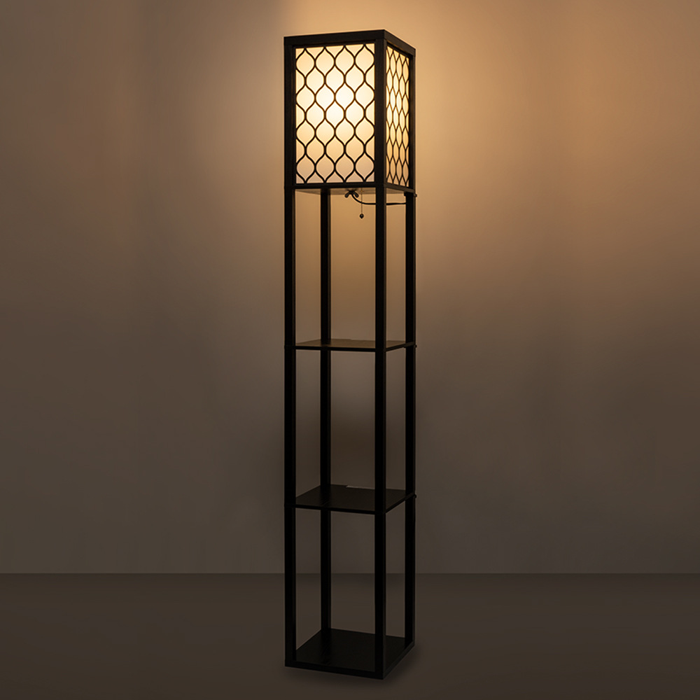Retro pattern bookshelf floor lamp new Chinese style bookshelf shelf floor lamp