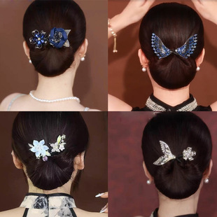 Blue Rose hair curler female back spoon new wheat ear hairpin sweet temperament twisted clip New Chinese style hair accessories