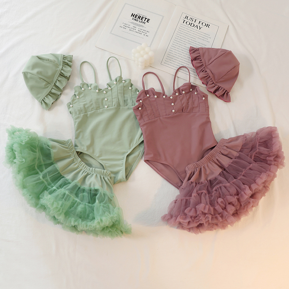 2022 children's swimsuit summer cute one-piece swimsuit a generation of hair swimming cap swimsuit girls swimsuit skirt
