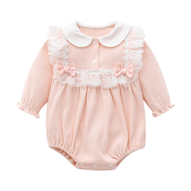 Girls' Spring and Autumn Korean-style Baby Jumpsuit Newborn Clothes Long-sleeved Princess Style Clothes Baby Clothes