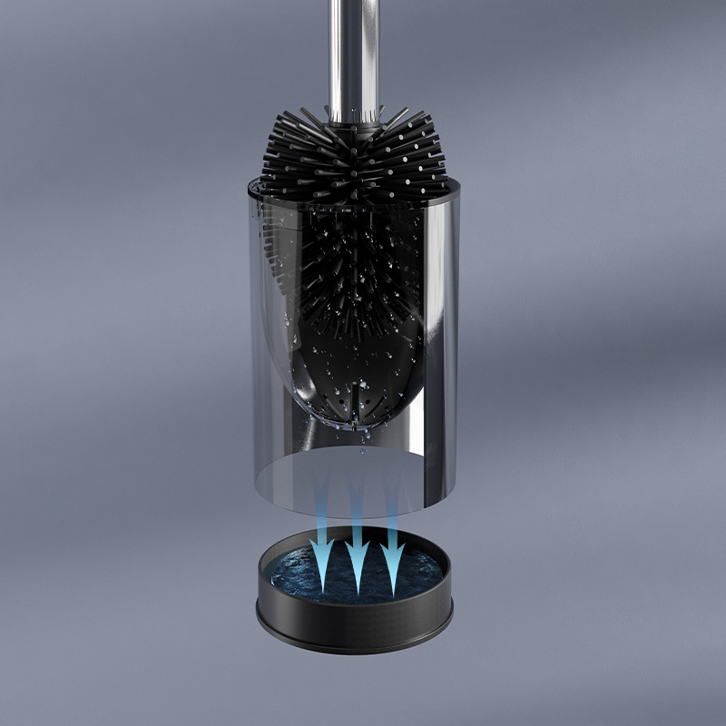 New toilet toilet stainless steel soft rubber wool-planting toilet brush set base anti-leakage no dead angle cleaning brush