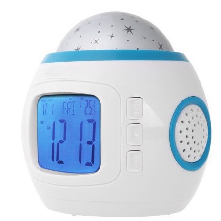 Music starry sky projection alarm clock star moon calendar clock colorful alarm clock blue screen colorful projection lamp