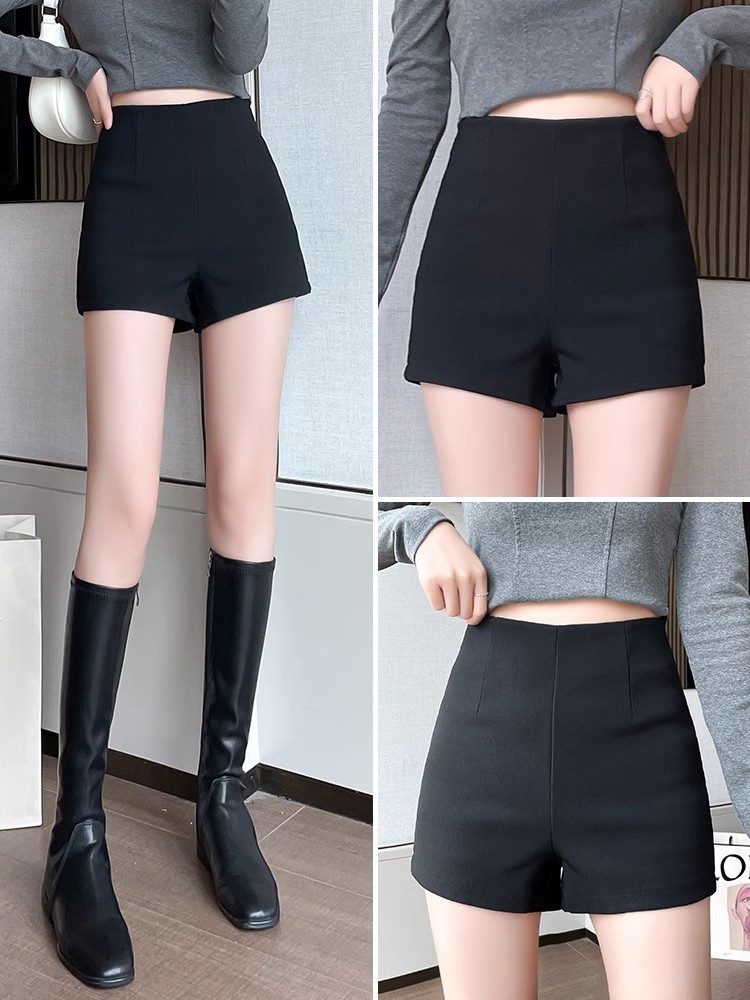 黑色高腰西装短裤女春秋新款休闲运动裤小个子显瘦美式弹力热裤子