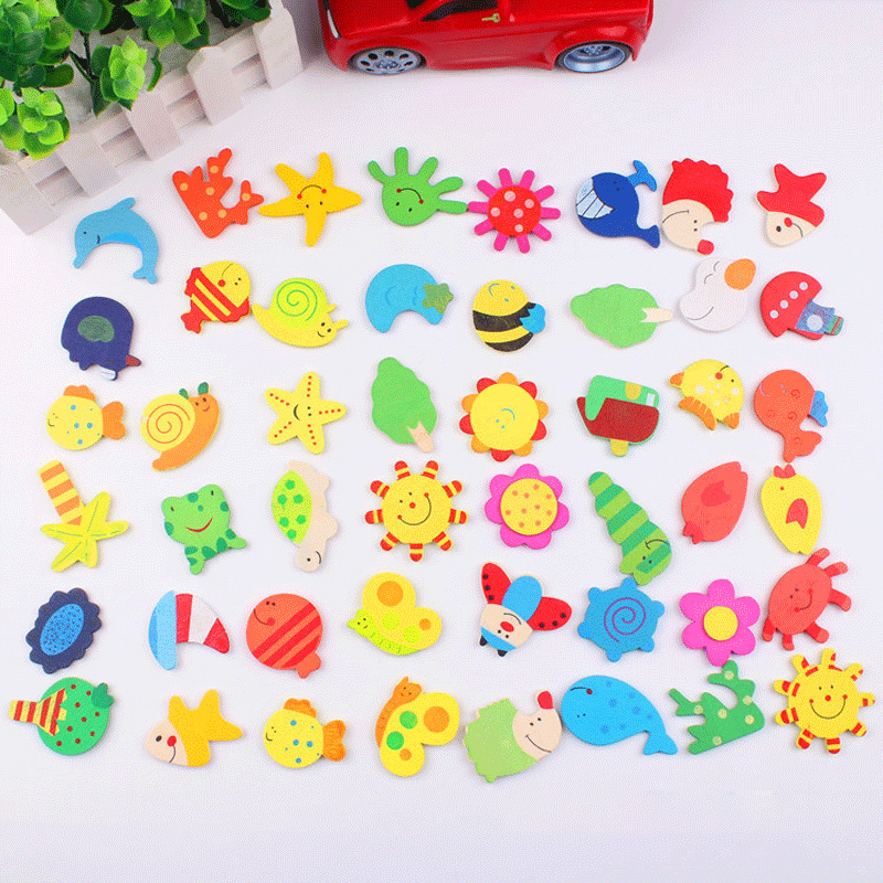 Creative Decorative Wooden Magnetic Refrigerator Stickers Wholesale Craft Gifts Baby Various Shapes Cute Cartoon Magnetic Stickers