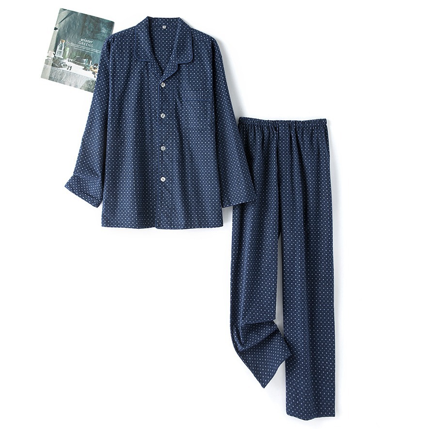 Autumn and winter cotton simple printed flannel pajamas suit cotton home clothes wholesale a generation of Amazon