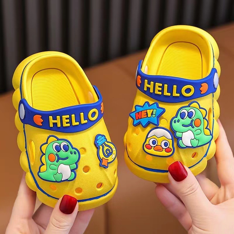 Children's Slippers Boys' Girls' Baby Non-slip Soft-soled Sandals Small and Middle-aged Children's Sandals Dinosaur Cartoon Hole Shoes - ShopShipShake