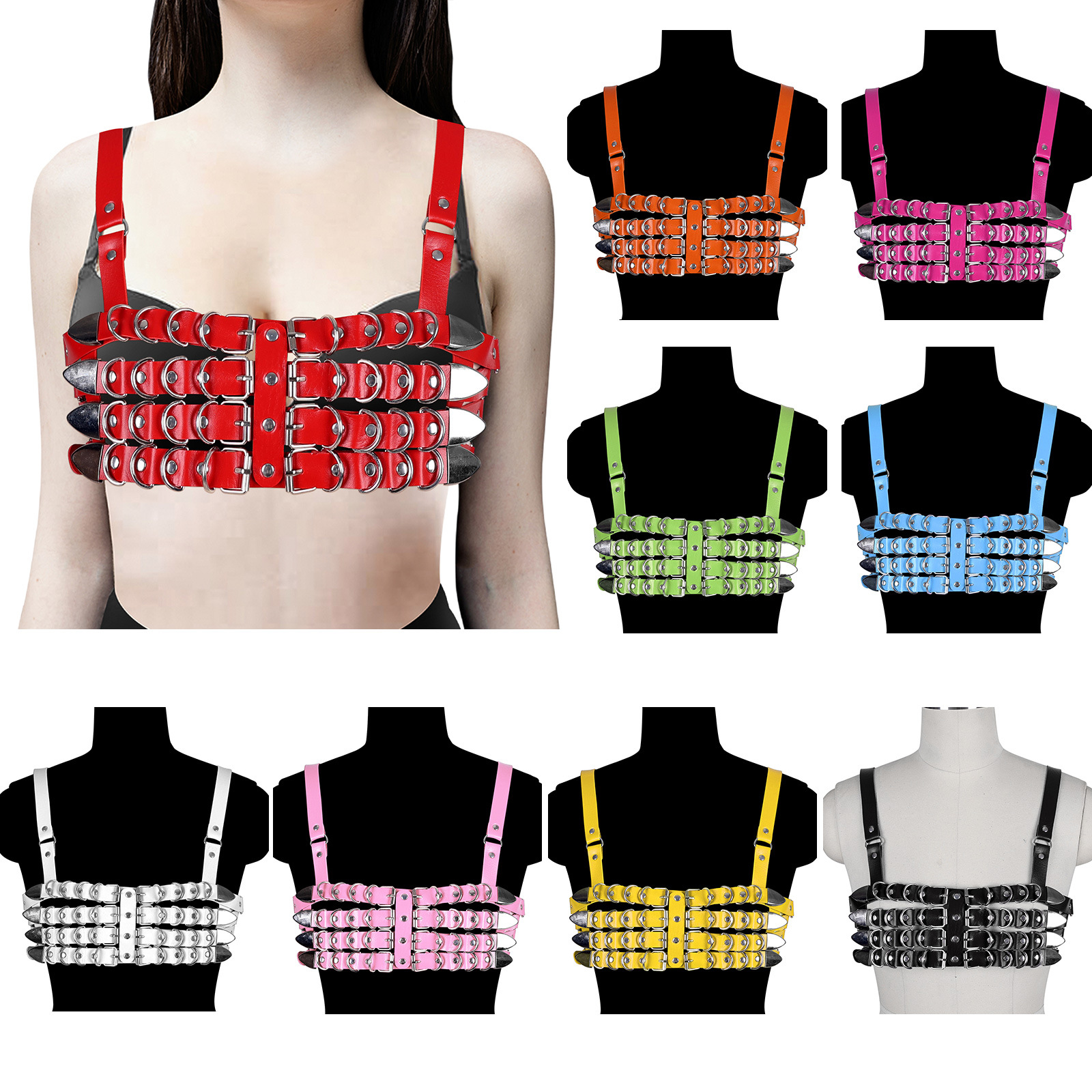 European and American Cross-border Punk Bound Sexy Strap PU Waist Seal Personalized Trendy Body Strap Shoulder Strap Belt Belt Belt