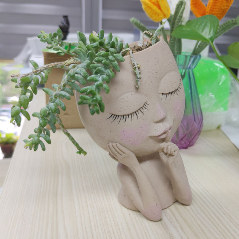 クロスボーダーブーイングガール樹脂植木鉢北欧風緑植花多肉ベランダ盆栽飾り置物卸|undefined