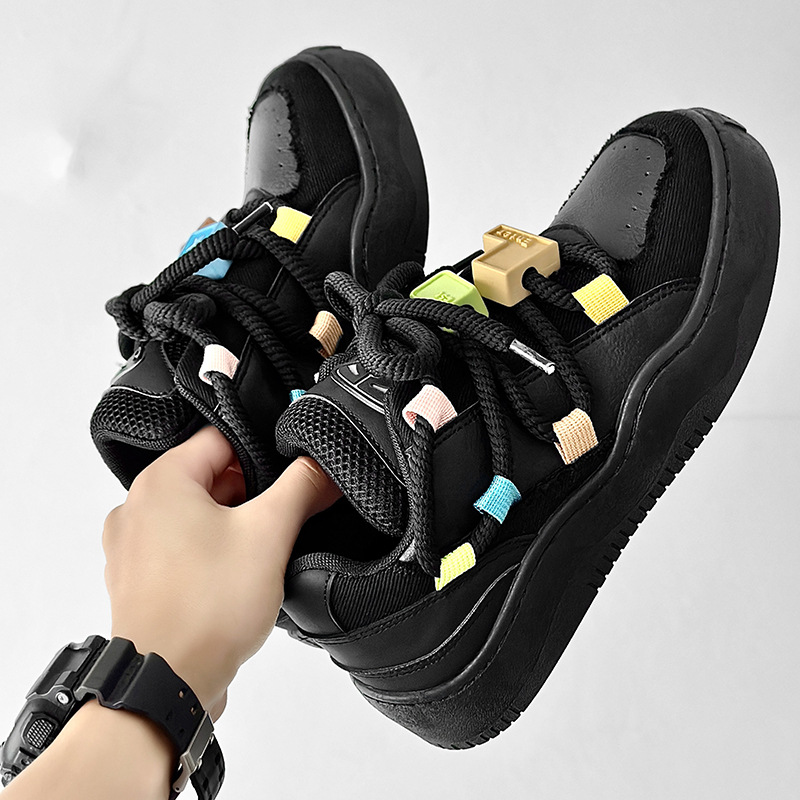 2024 Spring and Autumn New Men's Shoes Korean Style Trendy Dad Shoes with Block Decoration Casual Shoes Men's Sports Shoes Large Size 45 Code