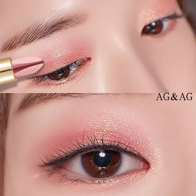 AGAG two-color three-touch silky charming eye shadow stick makeup gradient pearlescent earth color lasting not easy to take off makeup